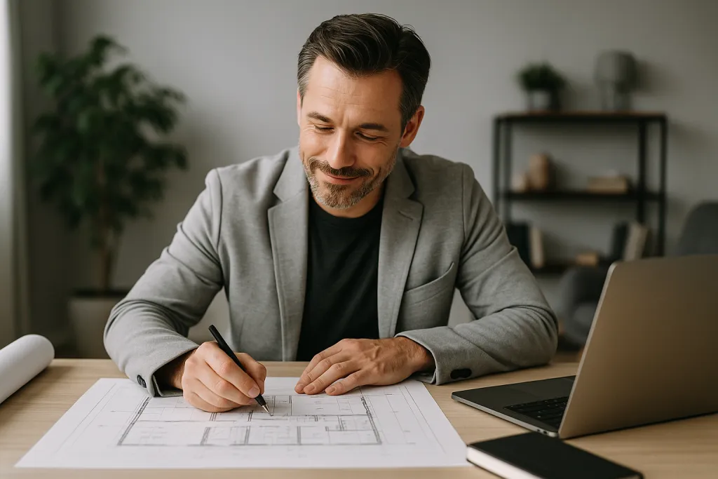Architecte dessinant des plans
