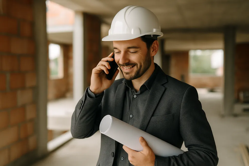 Architecte sur un chantier en construction