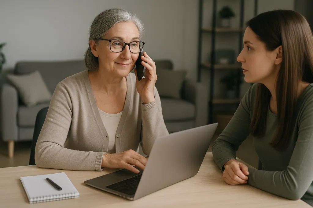 Femme âgée discutant avec sa fille