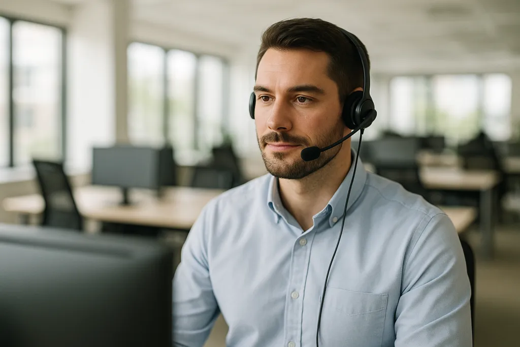 Agent de call center avec casque
