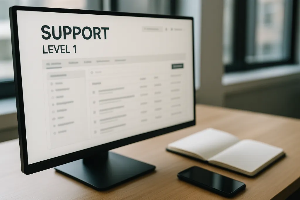 Écran d'ordinateur affichant un logiciel de support