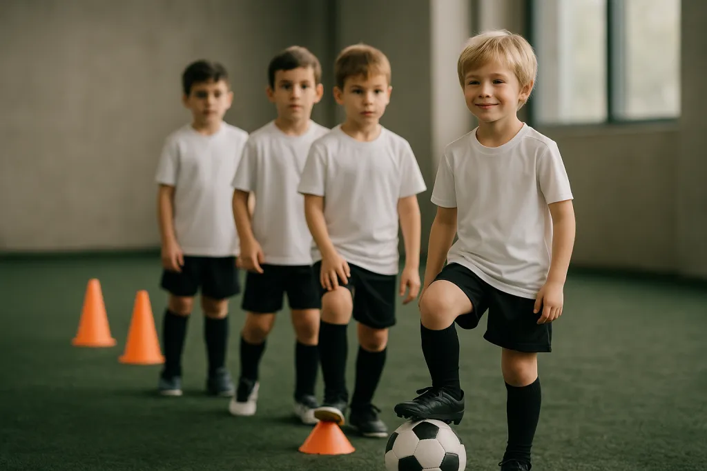Enfants à l'entraînement de football