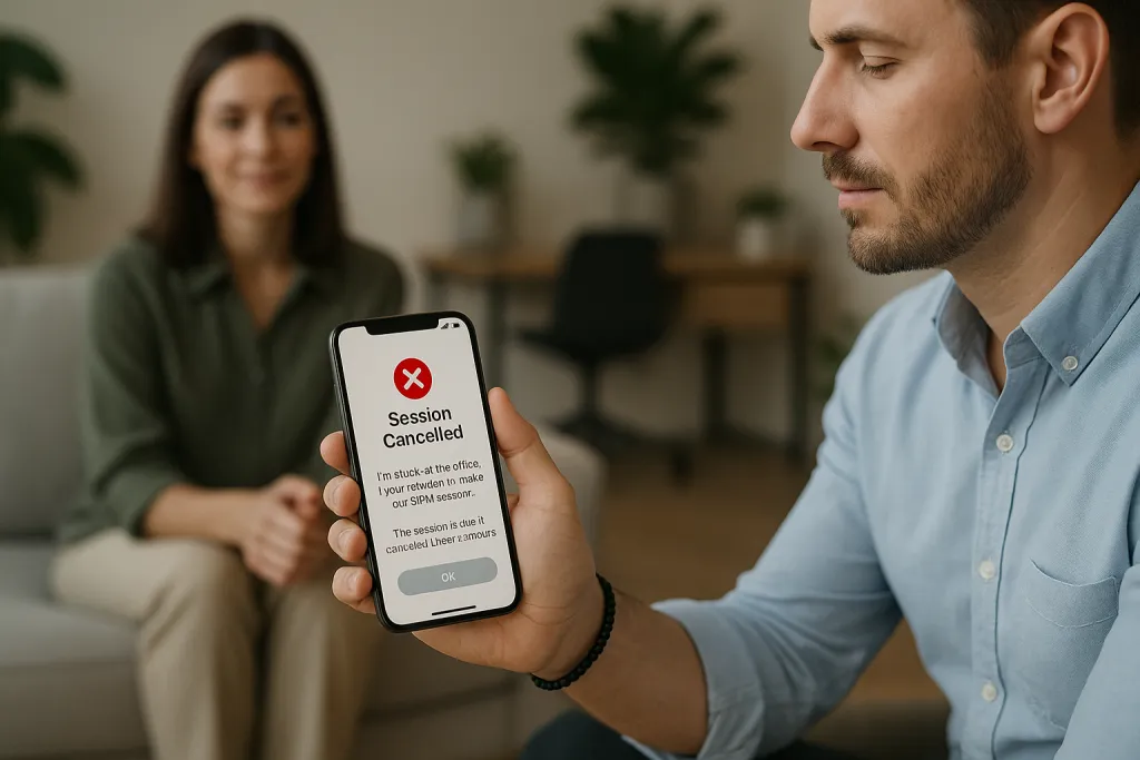Notification d'annulation de séance sur un smartphone