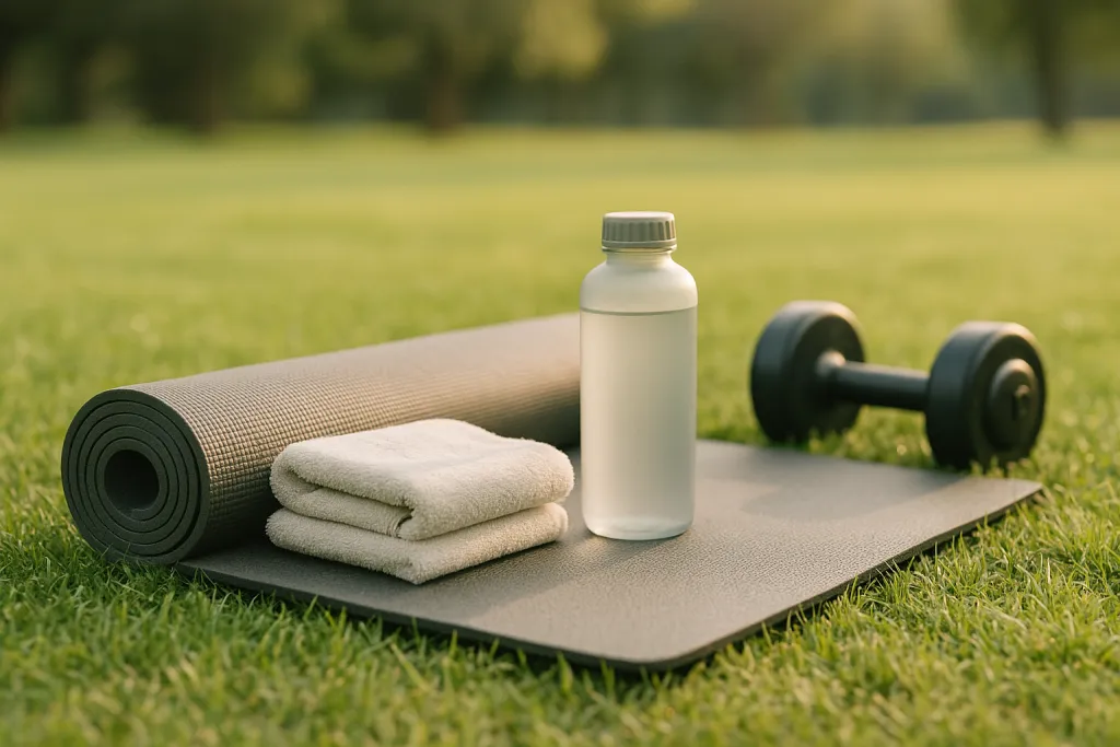 Matériel de sport préparé sur l'herbe