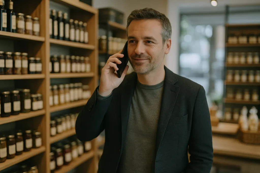 Client dans un rayon d'épicerie fine