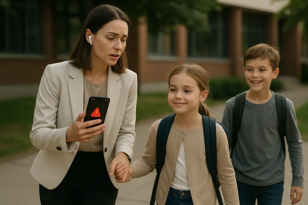 Sortie d'école avec enfants