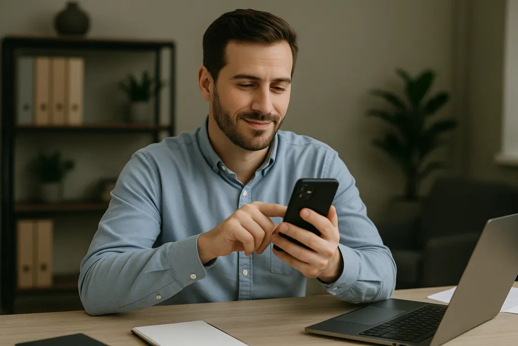 Candidat locataire cherchant un appartement sur son téléphone
