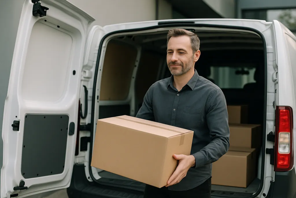 Client chargeant un utilitaire de location