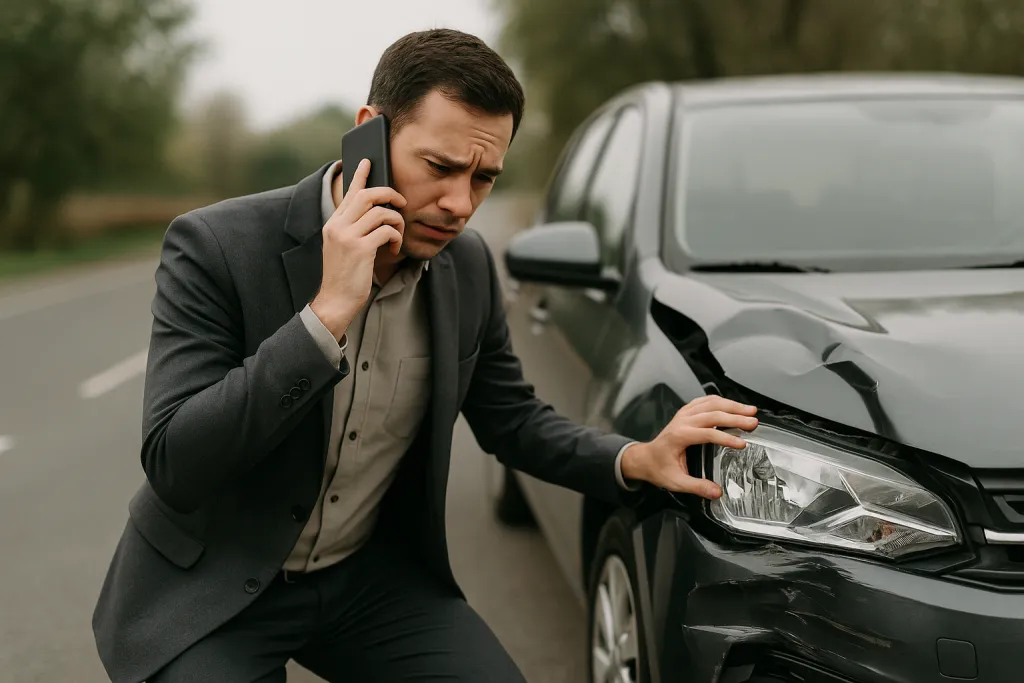 Véhicule de location accidenté sur la route