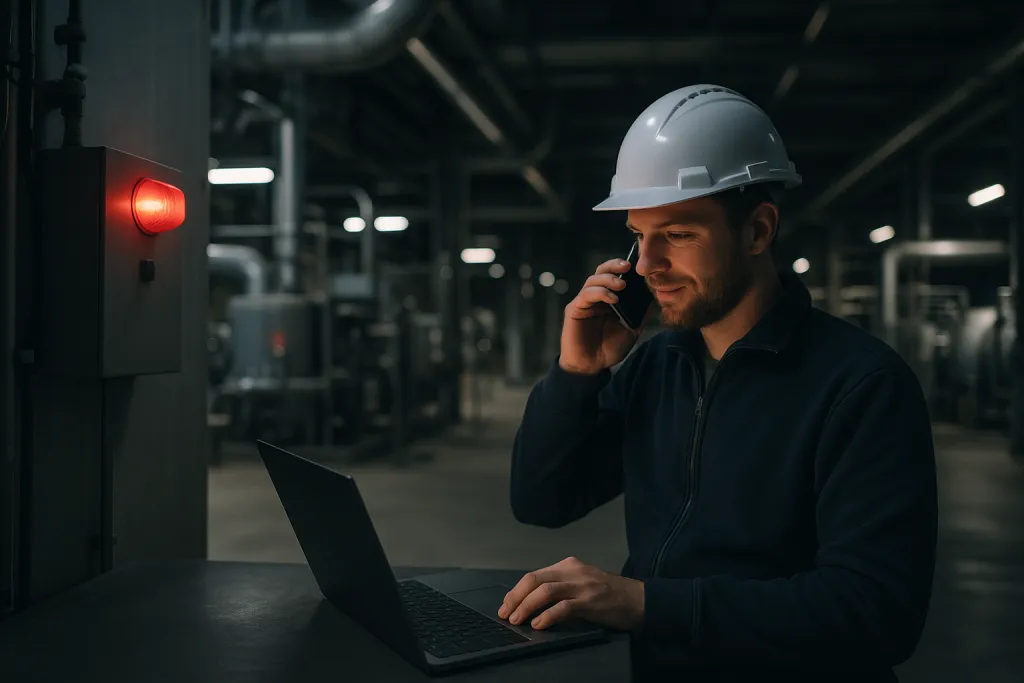 Usine fonctionnant la nuit