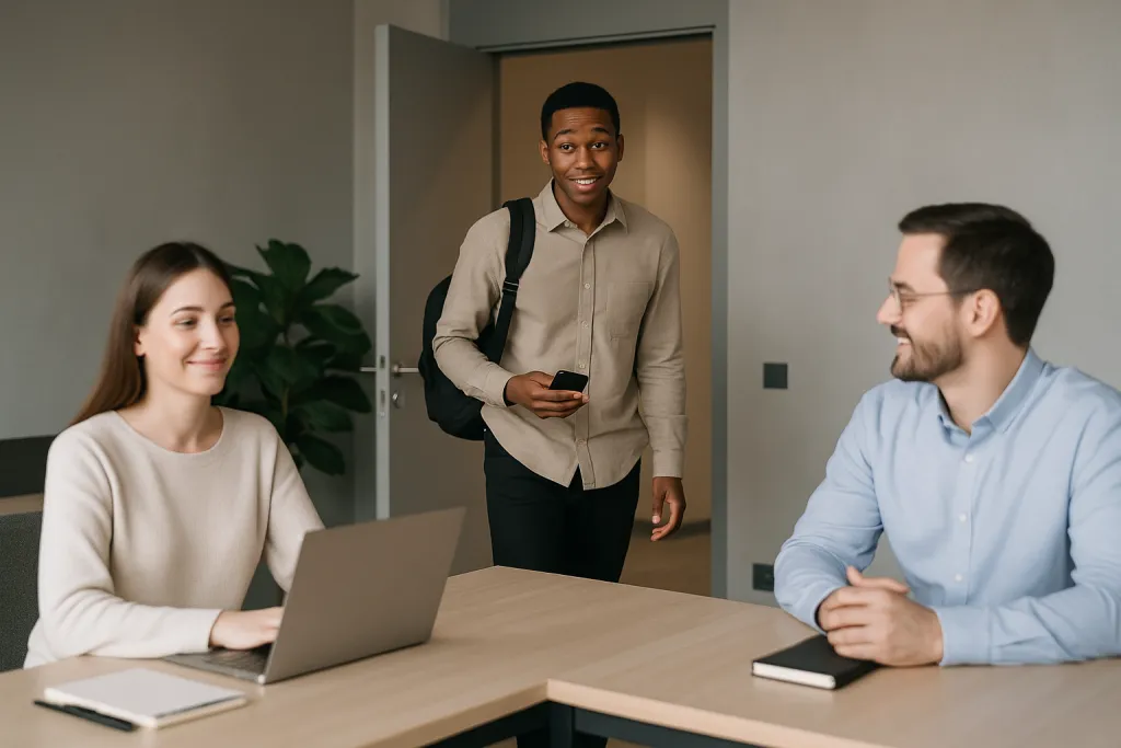 Stagiaire en retard arrivant en salle
