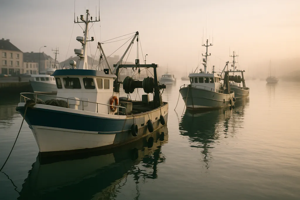 Bateaux de pêche au port tôt le matin
