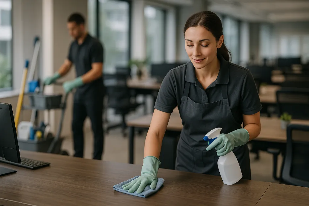 Nettoyage professionnel de grands bureaux modernes