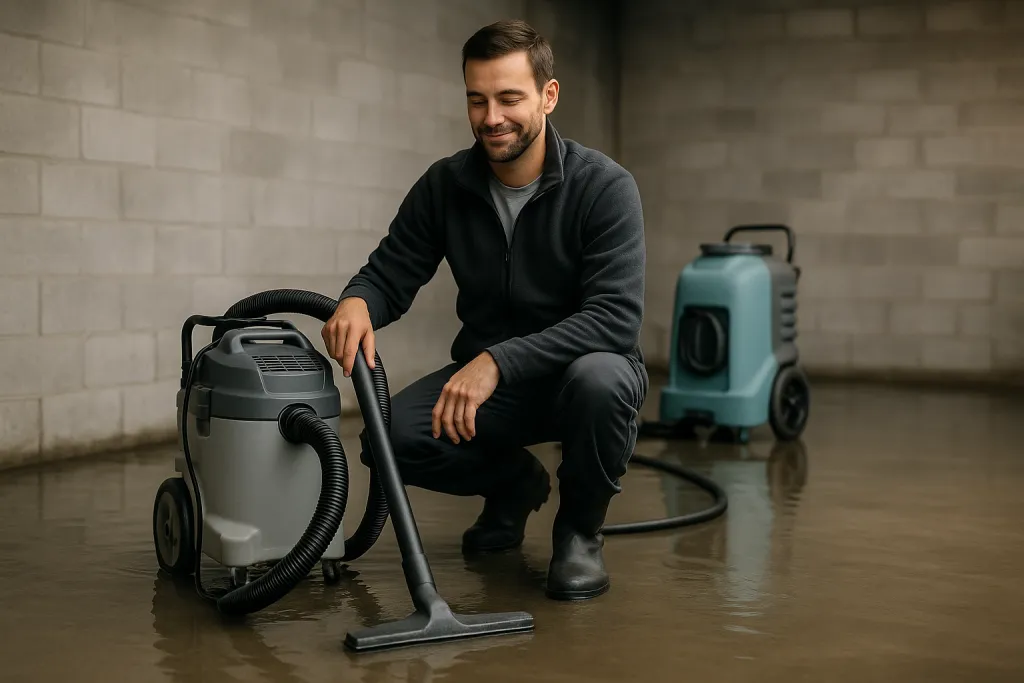 Remise en état après inondation avec équipement industriel