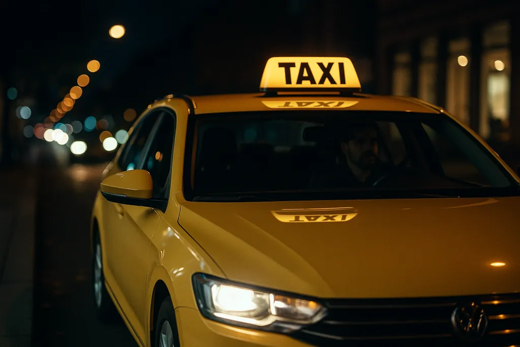 Taxi de nuit en ville