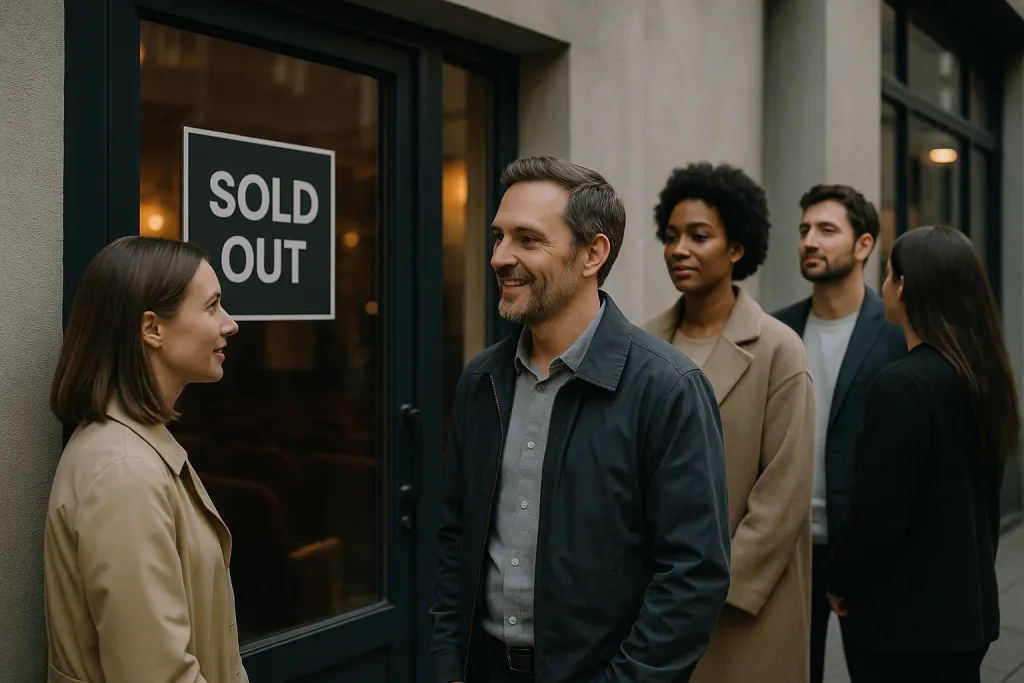 File d'attente devant l'entrée d'un théâtre