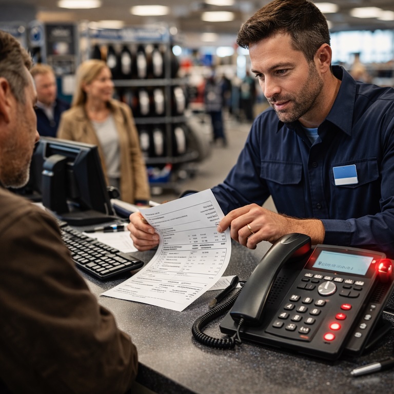 Accueil d'un centre auto débordé géré par l'intelligence artificielle
