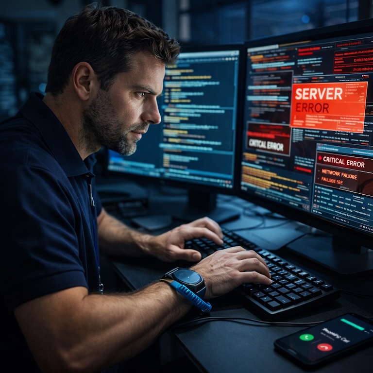 Support technique informatique gérant une urgence serveur avec Zenline