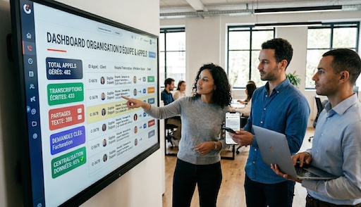 Illustration du travail collaboratif et de l'historique des messages sur Zenline